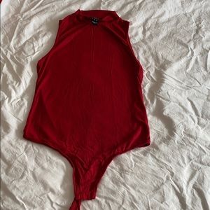 Red Turtleneck Bodysuit